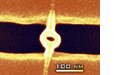 nanoloop suspended above a trench in a Si substrate